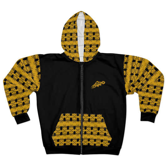 MAJBWR - Black Zip Hoodie —  Gold Crown Street King Designer