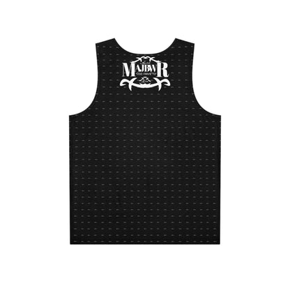 MAJBWR - Stylish Men's Tank Top Black Front On Back AOP Offset