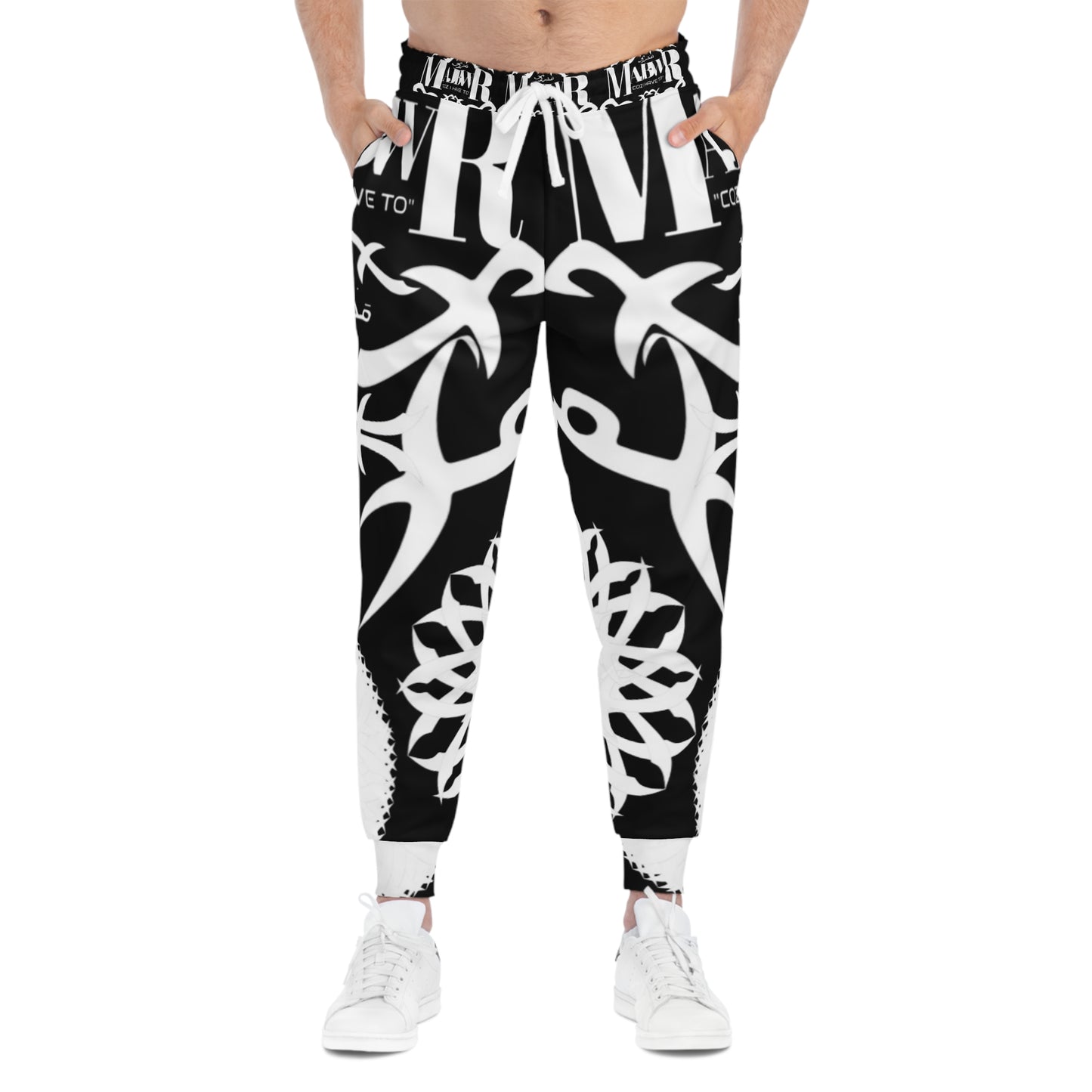 MAJBWR -Omar Turbine Tribal Logo Athletic Joggers — Black Graphic Streetwear Sweatpants