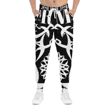 MAJBWR -Omar Turbine Tribal Logo Athletic Joggers — Black Graphic Streetwear Sweatpants