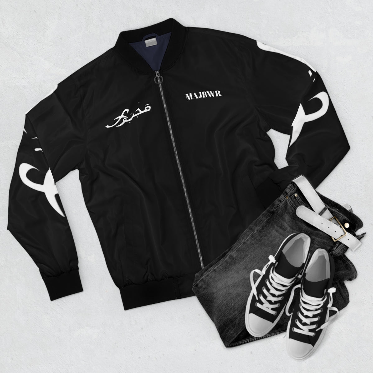 MAJBWR - Black Graphic Bomber Jacket — Street Edition