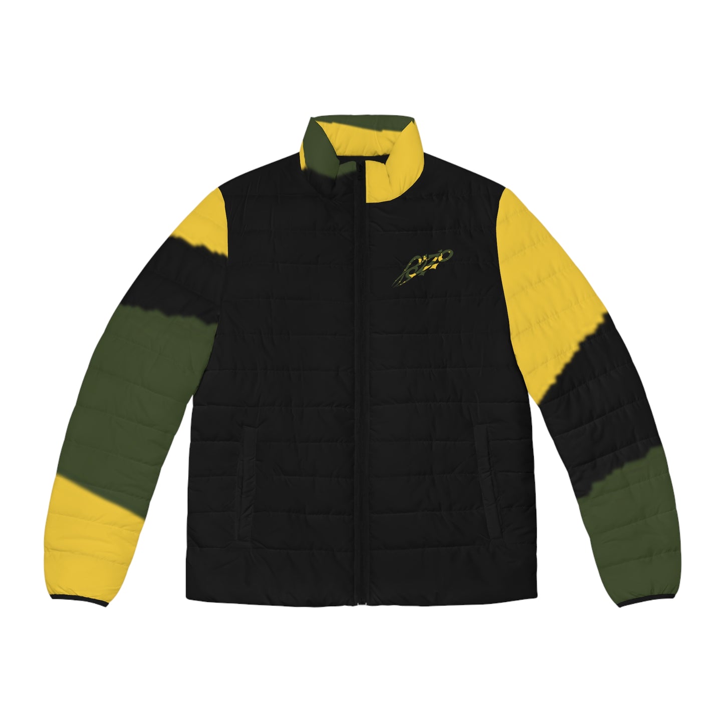 MAJBWR - Puffer Jacket — Black & Yellow Camo Crown Design