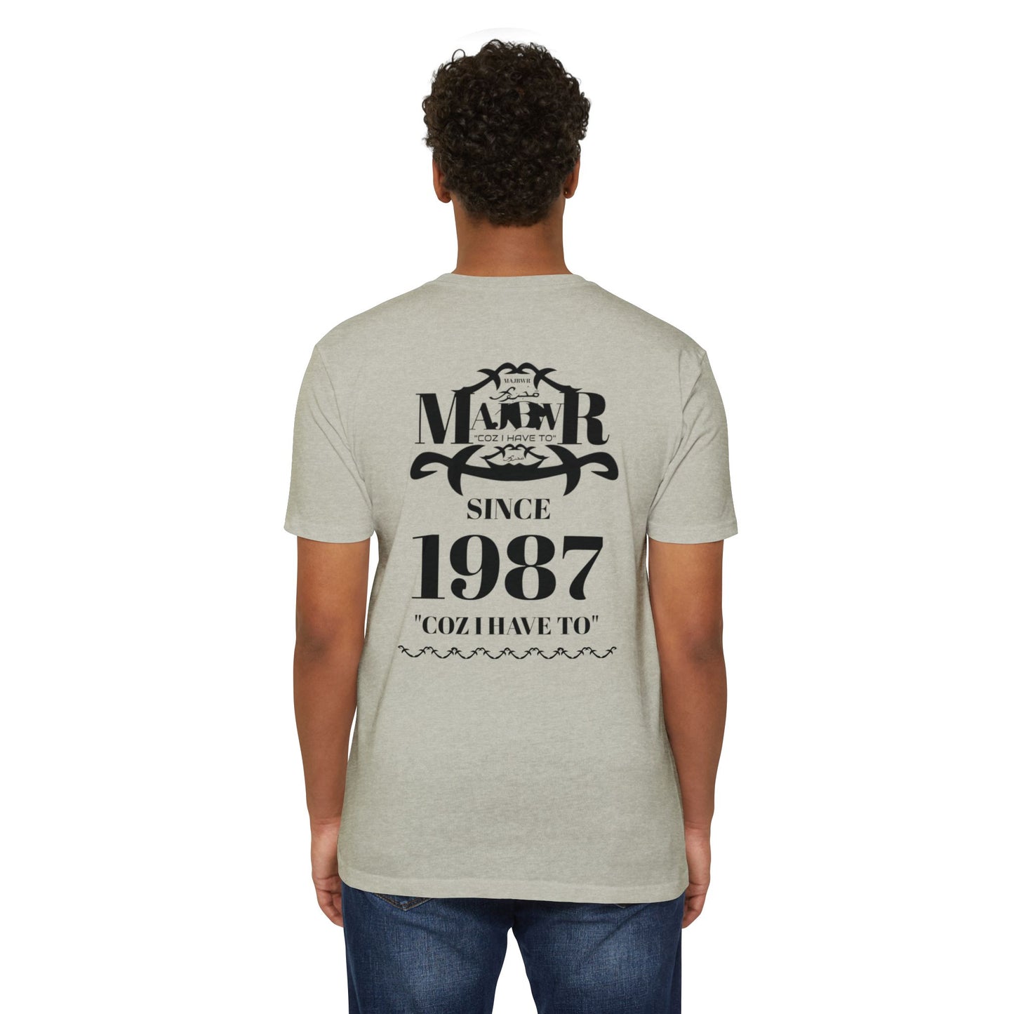 MAJBWR - Scripted Crest T‑Shirt — Minimalist Monogram Logo Tee