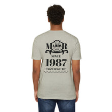 MAJBWR - Scripted Crest T‑Shirt — Minimalist Monogram Logo Tee