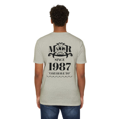 MAJBWR - Scripted Crest T‑Shirt — Minimalist Monogram Logo Tee