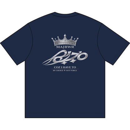 MAJBWR - Oversized Blazer Navy & Ghost White Box Tee — Men's Box Tee