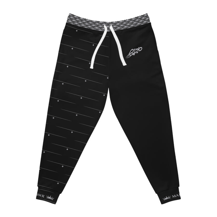MAJBWR - Black Athletic Joggers — Ghost White Logo Diamond Crown  Performance Sweatpants