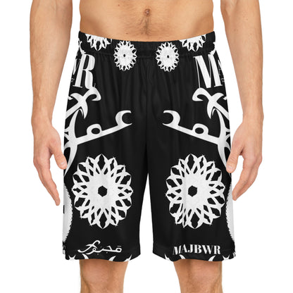 MAJBWR - Black AOP Turbine Omar Basketball Shorts