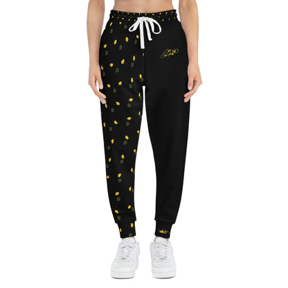 MAJBWR - Black Camo Leaf Athletic Joggers — Green & Yellow AOP Track Pants