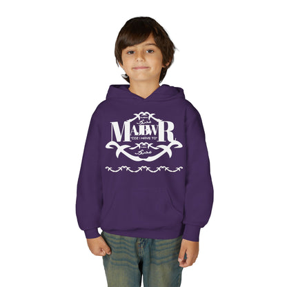 MAJBWR - Youth Hoodie — Monogram R Crest Design (Personalized Initial R, Decorative Scroll)