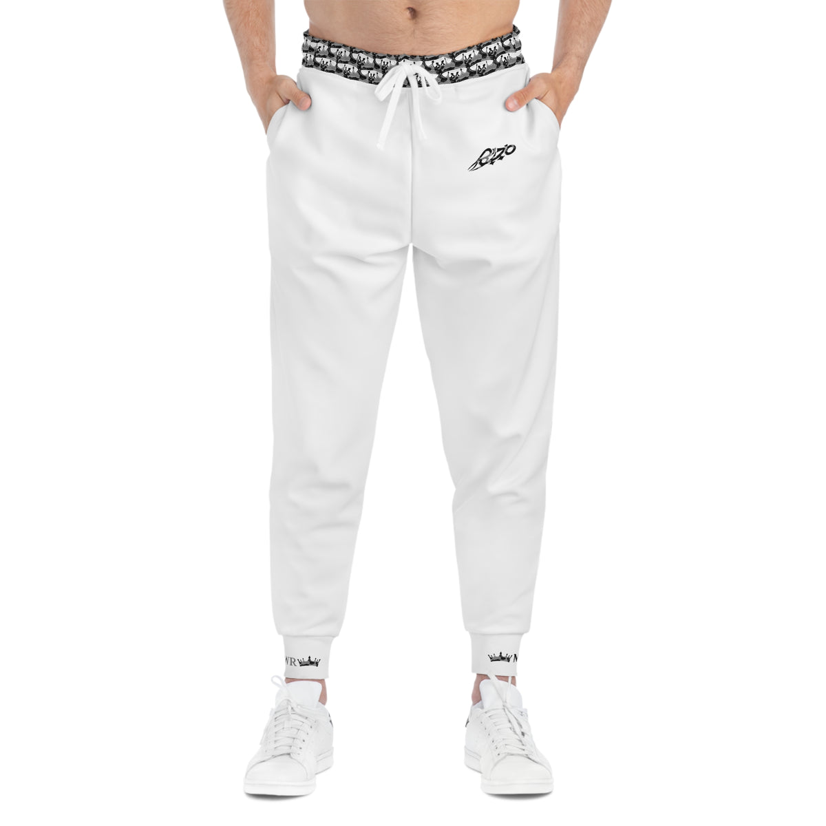 MAJBWR - White Camo Logo Athletic Joggers — Grey/Black Edition