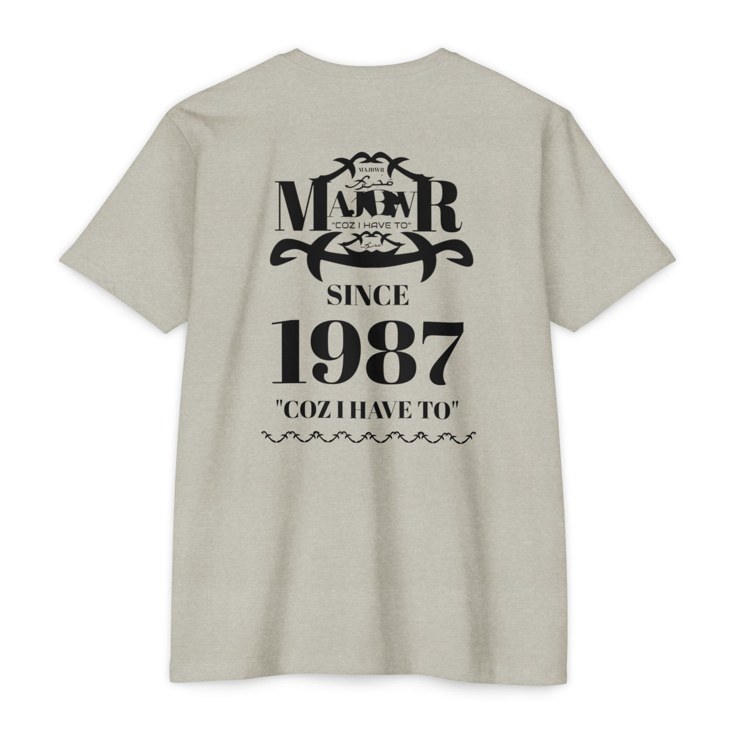 MAJBWR - Scripted Crest T‑Shirt — Minimalist Monogram Logo Tee