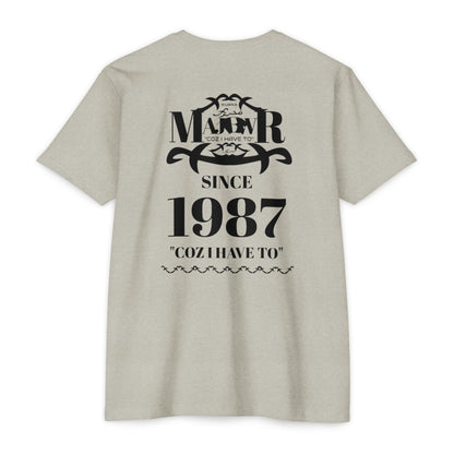 MAJBWR - Scripted Crest T‑Shirt — Minimalist Monogram Logo Tee
