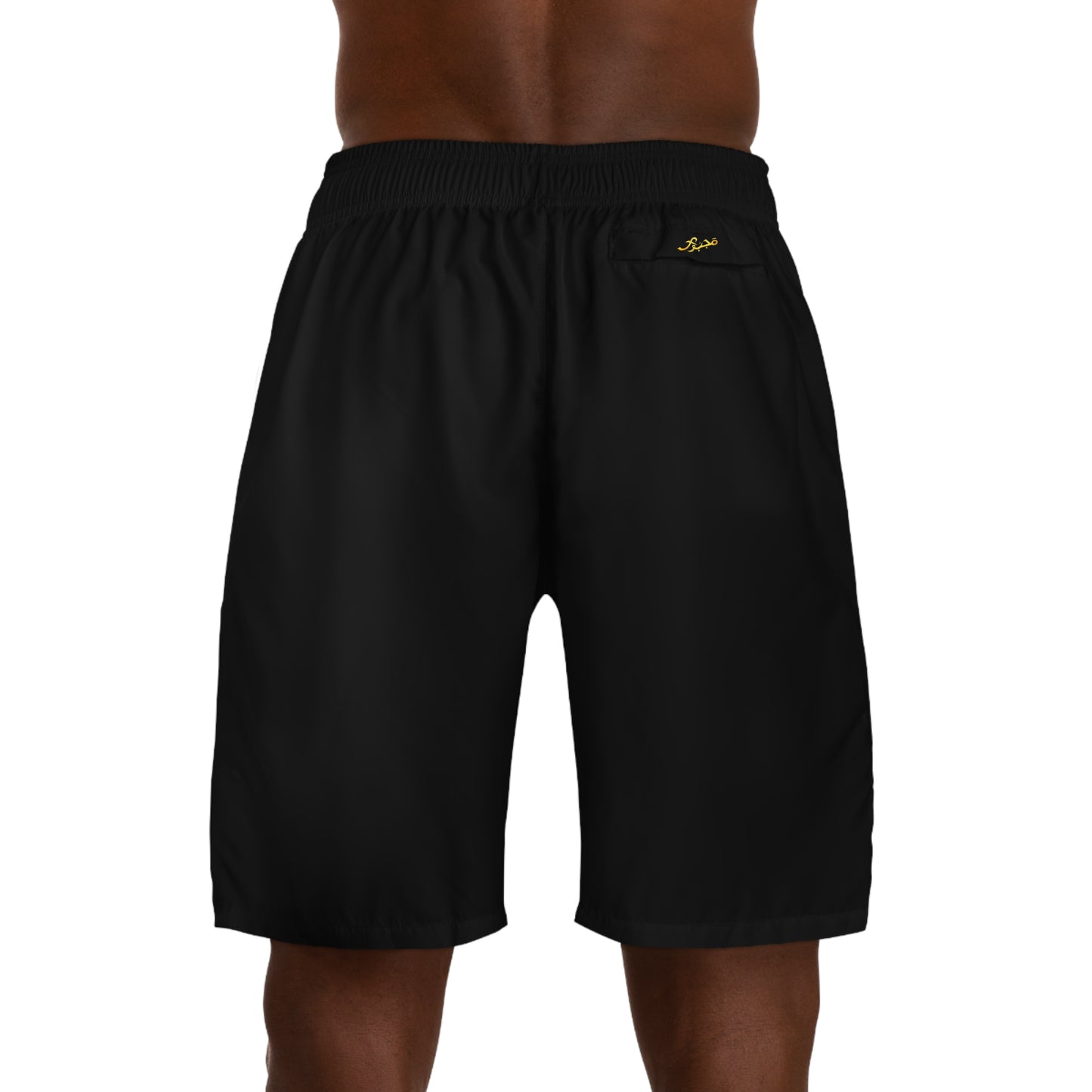 MAJBWR - Men's Black & Gold Jogger Shorts — Coz I Have To Patterned Athletic Shorts