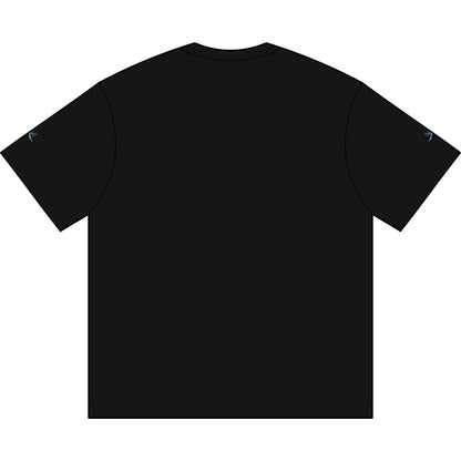 MAJBWR - Embroidered  Swords Men's Box Tee — Black/Navy with Ice Blue Accent
