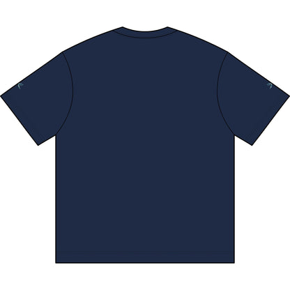 MAJBWR - Embroidered  Swords Men's Box Tee — Black/Navy with Ice Blue Accent