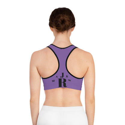 MAJBWR - Purple Athletic Sports Bra — ‘Majbwr’ Script Logo Performance Crop Top