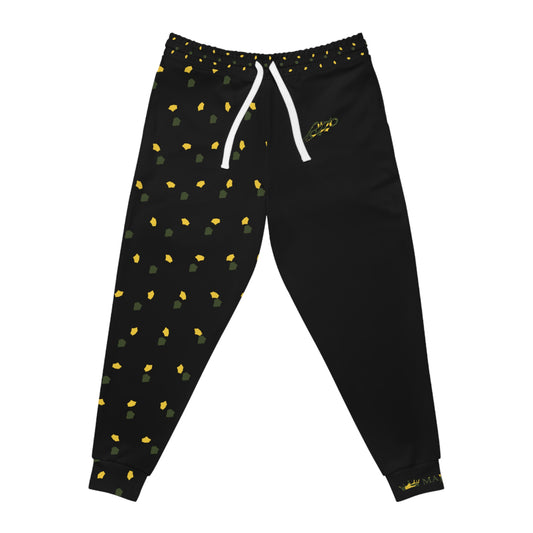 MAJBWR - Black Camo Leaf Athletic Joggers — Green & Yellow AOP Track Pants